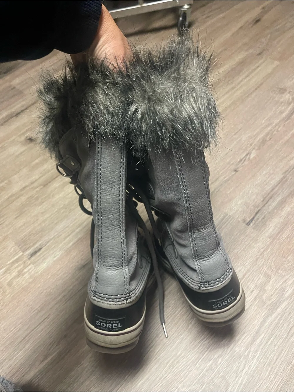 Sorel Joan of Arctic - Quarry, Black Tall Furry Snow Boots